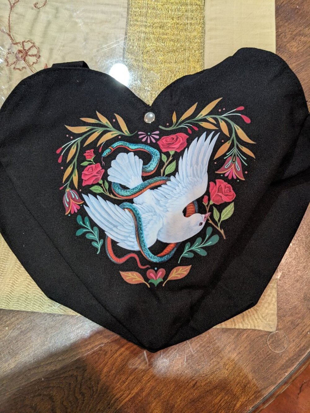 Serpent and Dove Heart Tote bag